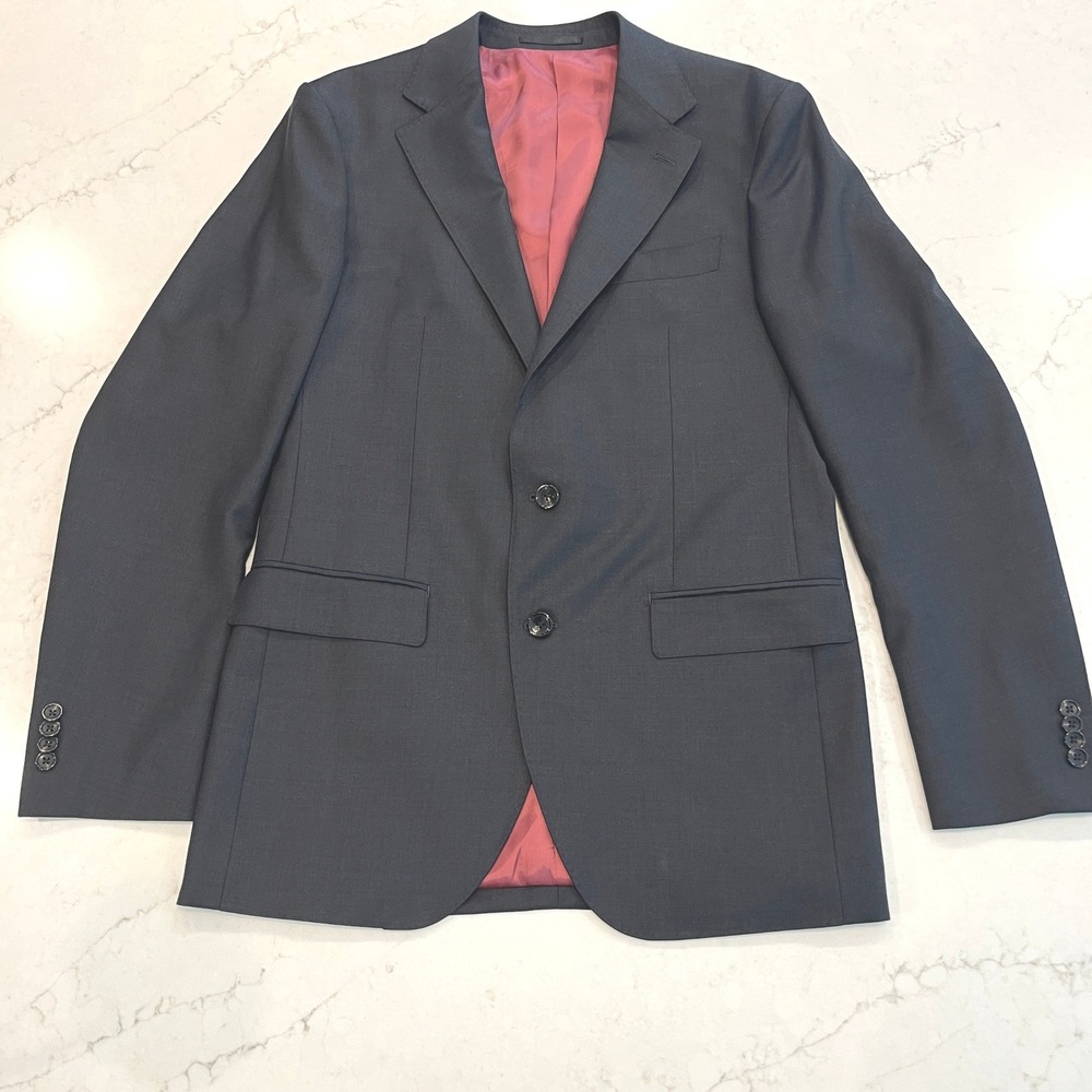 Spier‎ Mackay Suit Jacket Blazer 40L Charcoal Gray Wool Dino Filarte Super 110s